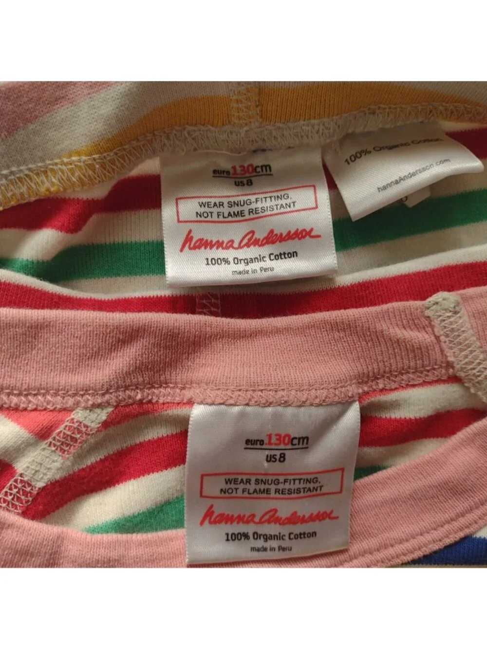 Hanna Andersson Kids Rainbow Striped Pajama Set 8 Multicolor Organic Cotton PJs